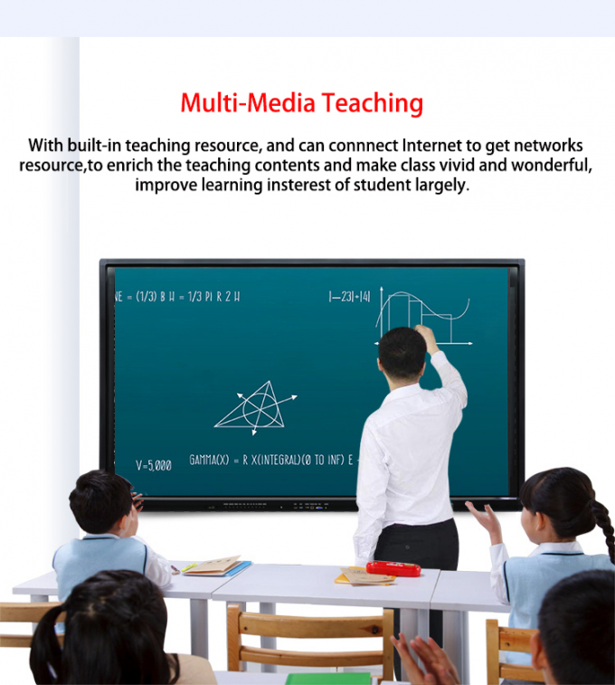 16 9 LCD Smart Board , 75 inch Interactive Flat Panel