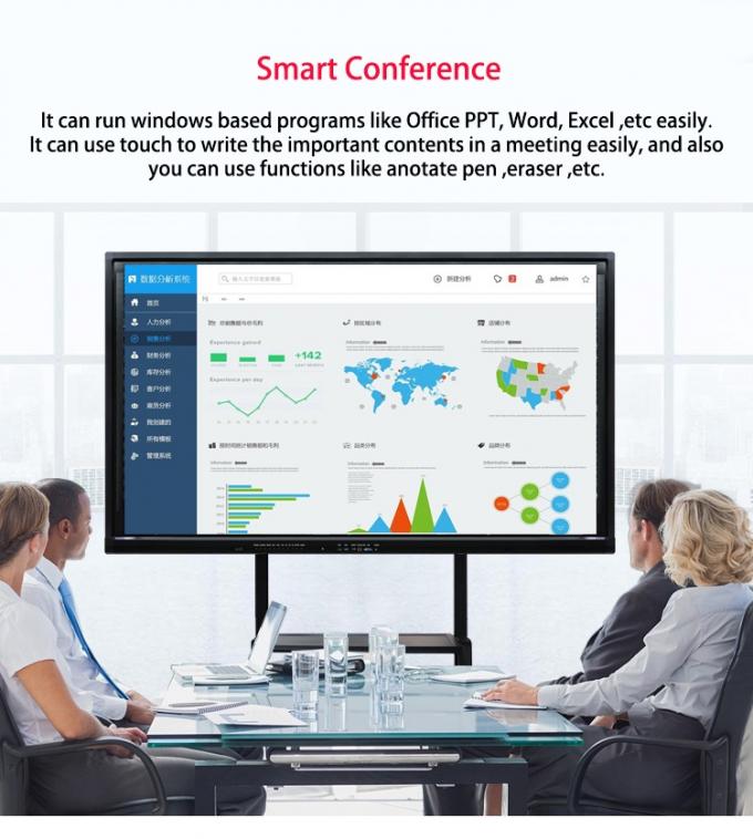Narrow Frame Interactive Flat Panel 75 Inch Multi Touch Screen