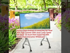 Factory Direct Android 14 Interactive Flat Panel With High Contrast 1200:1 And Cursor Speed 100 Dot/S  20 Touch Point Supported With Screen Share Interactive Whiteboard