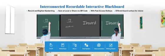 86'' Intelligent Smart Recordable Blackboard Green Board 4000:1 LED Android 9.0 350cd/m2 Interconnection Blackboard