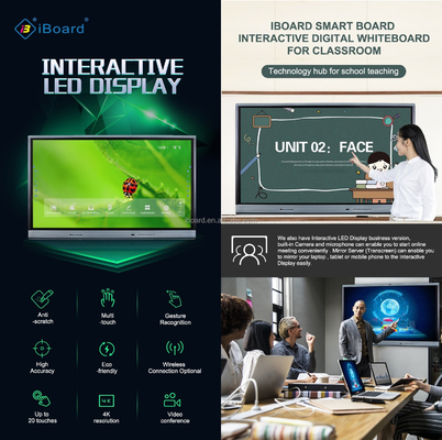 Android 9.0 Smart LED Board Infrared Touch Screen Monitor With Built In Camera And MIC