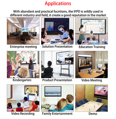School Android 11 75 Inch Interactive Flat Panel Multi Touch LED Screen Monitor For Classroom