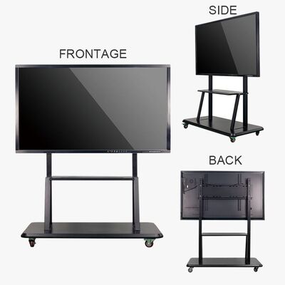 Adjustable Height Interactive Whiteboard Stand with 100kg Load Capacity and 360° Brake Wheels for 55-86 Inch TVs