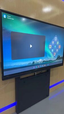 Adjustable Height Interactive Whiteboard Stand with 100kg Load Capacity and 360° Brake Wheels for 55-86 Inch TVs