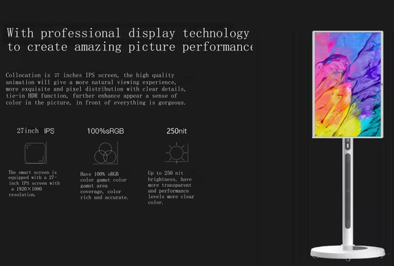 Portable 32 Inch Touch Screen Kiosk with Screen with 4096 Level Pressure Sense smart TV.