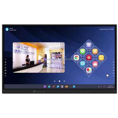 Working Tempreture Of 0°C-40°C Interactive Flat Panel In Black Or Metallic With Interactive Screen Sizes