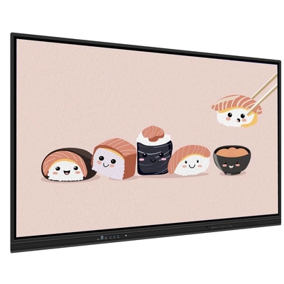 Interactive Touch Screen Monitor 65 Inch Android WIN All In One Camera Mic 50 Touch Points Ai Function Text Pen Writing With Software For Office School Meeting