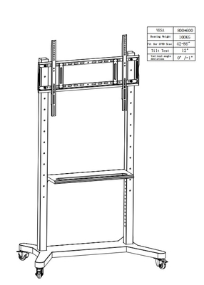 55&quot;- 86&quot; Adjustable Mobile TV Stand With Wheels, Compatibility For 43&quot;-100&quot; Flat/Curved Screens Up To 220 Lbs Steel Frame, 5 Height Options, Rolling TV Cart