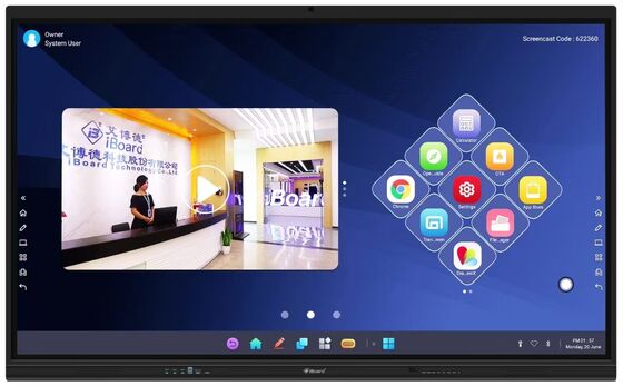 4K Resolution 20 Touch Points Android Interactive Flat Panel Smart Board for Classroom and Conference