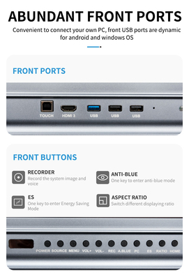 Newer Version Android System Interactive Flat Panel With High Contrast 1200:1 And Cursor Speed 100 Dot/S  20 Touch Point supported with screen share interactive whiteboard