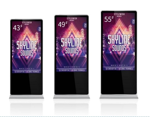 43 Inch Floor Standing Digital Signage Display 178 Degrees FCC Approval Advertising Kiosk Capacitive Touch With Android Or Windows System