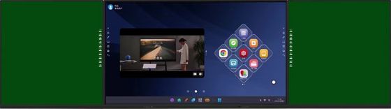 IBoard 4K 75inch Display with Interconnected Side Boards Green Black White Color Android Windows System Foldable for Education