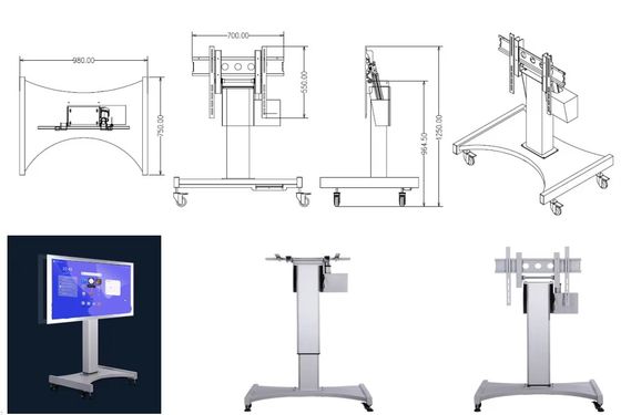 Motorized Height Adjustable Touch Screen Monitor Interactive Smart Board Use Electronic Mobile Stand Good Quality Flexible Stand