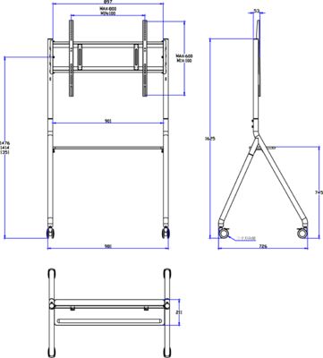 new arrive Interactive Whiteboard Stand Movable 42 To 75 Inch TV Monitor Lifting Mobile Stand Max Bearing 60KGS Powerfull Wheels Easy Move for interactive whiteboard mobile stand