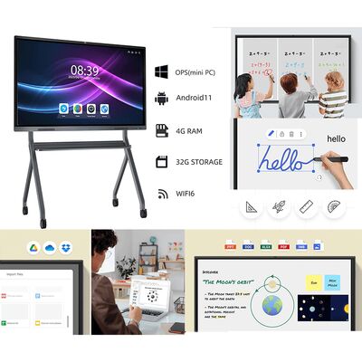 Interactive Flat Panel with Android 13 or 14 4mm Tempered Glass and 6 Array Mic Built In Smart Whiteboard