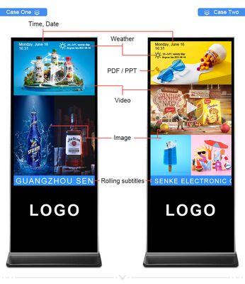 Floor Stand Digital Advertising Monitor with 10 Capacitive Touch Points, Real-Time Monitoring, and Web-Based Dashboard for Interactive Signage