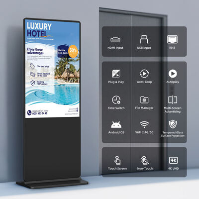 iBoard 43 Inch Floor Stand Vertical Lcd Touch Screen Indoor Smart Advertising Screen Display Digital Signage Advertising Player