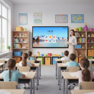 75 Inch 4K UHD Interactive Flat Panel with 20 Points Multi Touch and Android 9.0 OS Smart Board