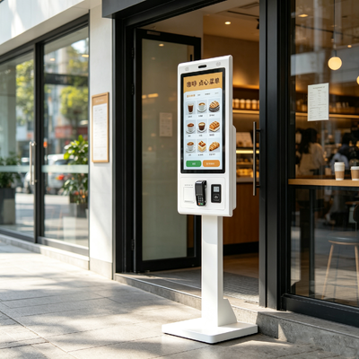 Capacitive Touch Self-Service Ordering Kiosk with QR Scanner Camera Receipt Printer