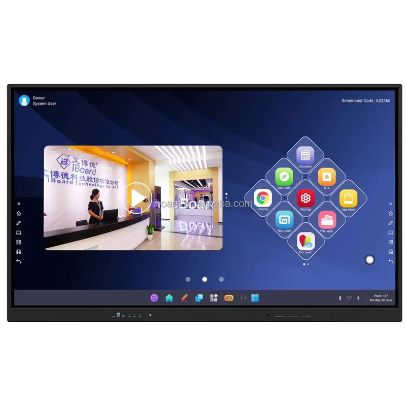 Working Tempreture Of 0°C-40°C Interactive Flat Panel In Black Or Metallic With Interactive Screen Sizes