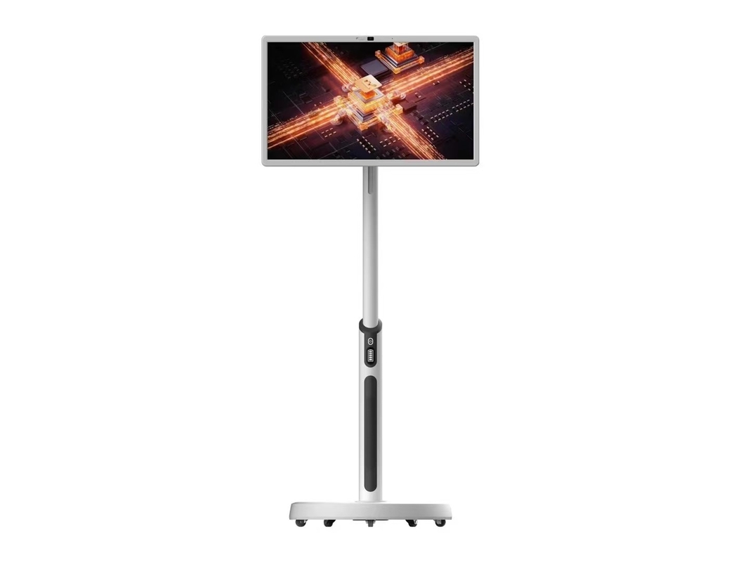 Factory Sale 32 Inch White Charegable Ktv Restaurant Showing Room Stage Touch Android Panels Tablet With Movable Wheels An Camera And Speakers