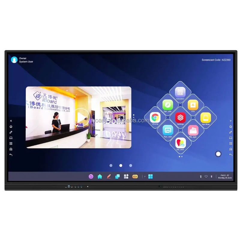 Wall Mounted Interactive Flat Panel with Installation and -10C-70C Temperature Range in Black or Gray