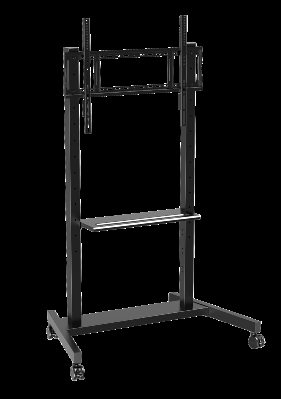 factory Wholesale 55"- 86" Adjustable Mobile TV Stand With Wheels Compatibility Interactive Whiteboard Smart Panel Up To 220 Lbs Steel Frame Rolling TV Cart