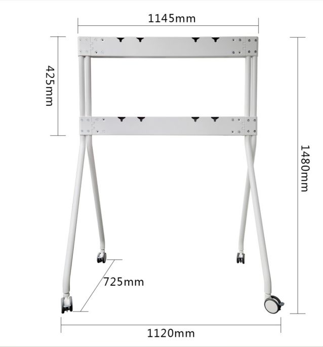 Aluminum Mobile TV Stand with 200kgs Capacity and Wheels for 55 to 110 Inch Interactive Whiteboard