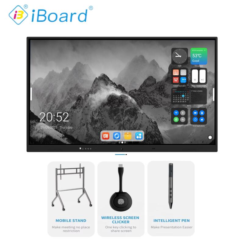 Android OS 14 smart screen with various collaboration software and AI functions